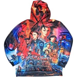 Stranger Things 3 Eleven Retro 80s All Over Print Unisex Hoodie Mens Large Style